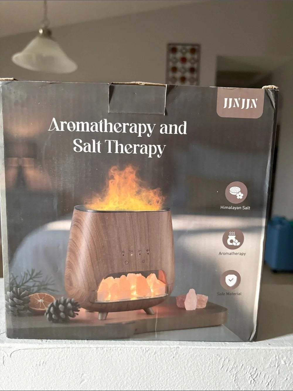 Brown Wood-Grain Himalayan Salt Aromatherapy Lantern